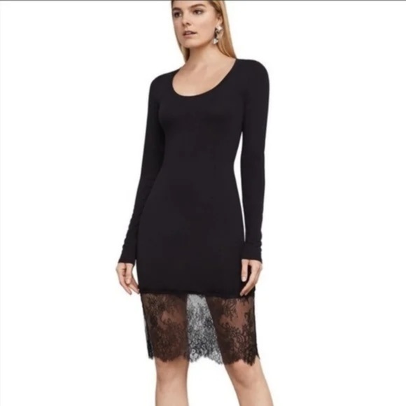 42 BCBGMAXAZRIA Livi Long Sleeve Dress With Lace Trim Size XS - Picture 4 of 13